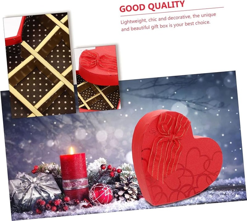 Healifty 4 Pcs Red Heart Shape Storage Box For Chocolate Jewelry Gift Packing - Image 4